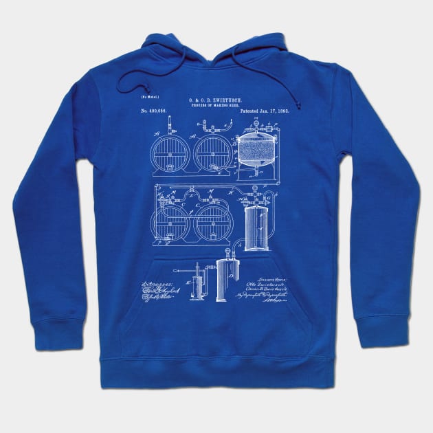 Brewery Patent - Beer Art - Blueprint Hoodie by patentpress